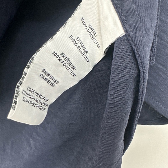 CALVIN KLEIN Textured Roll-Tab Blouse Top Sz Small Twilight Navy Blue New - Picture 6 of 6